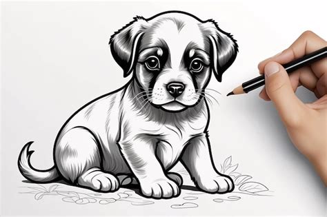 Cute Chibi Puppy Zeichnung Kleiner Hund Hand gezeichnet Kawaii Kinder ...