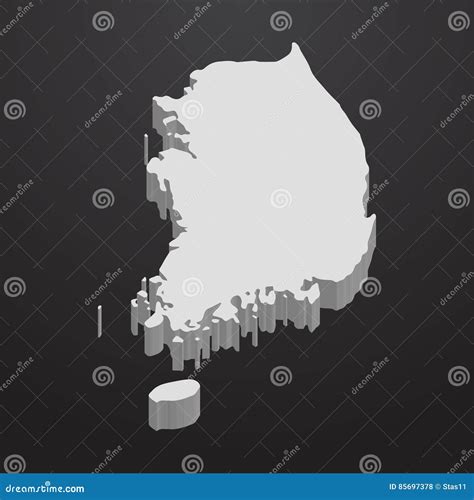 Mapa De La Corea Del Sur En Gris En Un Fondo Negro 3d Stock De