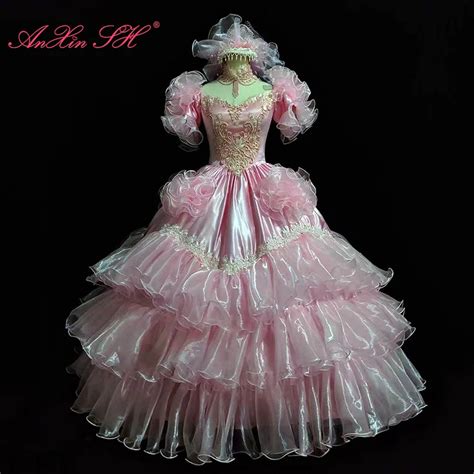 Anxin Sh Vintage Prinzessin Rosa Satin Gro E Blume Spitze Schatz Perlen