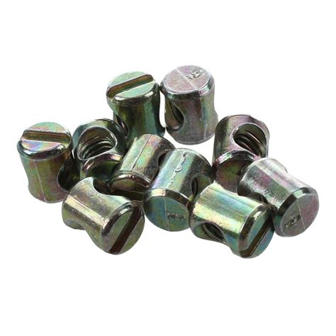 10 Pcs M5 9 5mm Slotted Cross Dowel Barrel Bolt Nuts Bronze Tone In