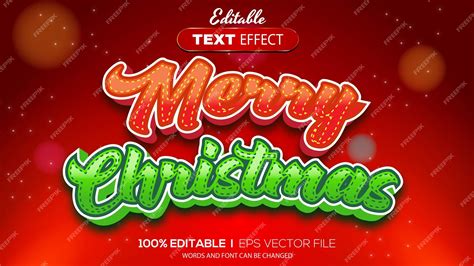 Premium Vector 3d Merry Christmas Text Effect Editable Text Effect