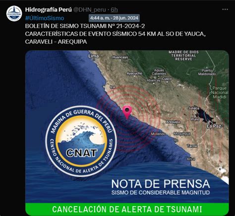 Perú Alerta De Tsunami Se Mantuvo Entre 0048 Y 444 Horas Tras Terremoto En Arequipa Undiario