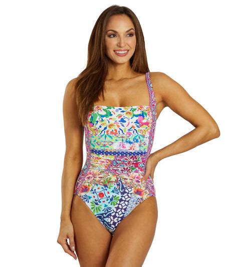 Johnny Was Womens Locita Ruched One Piece Swimsuit At