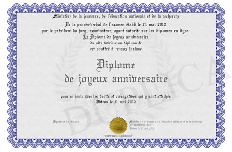 Diplome De Joyeux Anniversaire