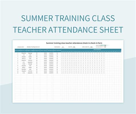 Free Teacher Attendance Sheet Templates For Google Sheets And Microsoft ...