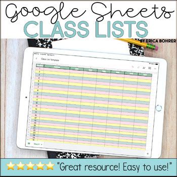 Google Sheets Classroom Lists By Erica Bohrer Tpt