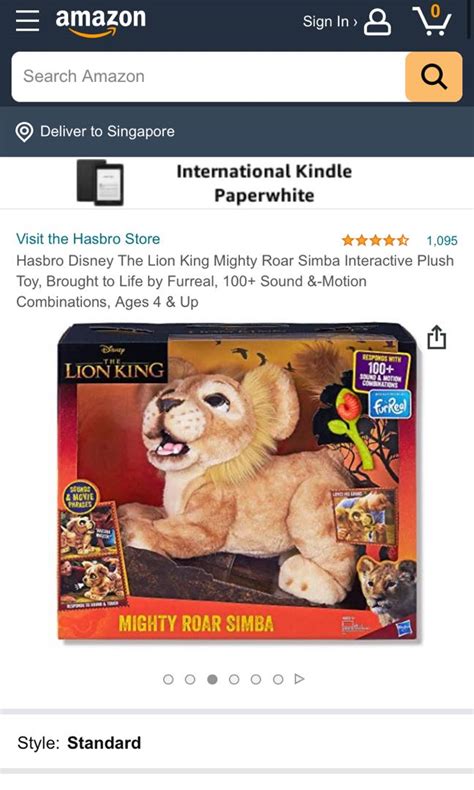 Hasbro Disney The Lion King Mighty Roar Simba Interactive Plush Toy