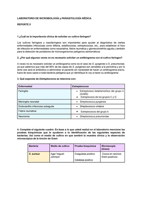 Reporte Práctica 5 LABORATORIO DE MICROBIOLOGÍA y PARASITOLOGÍA