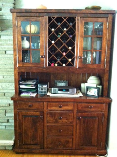 “Rustic” Buffet & Hutch w/Winerack – Brices Furniture