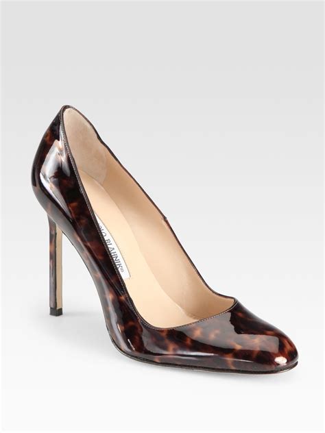 Manolo Blahnik Bb Tortoiseprint Patent Leather Pumps In Brown TORTOISE