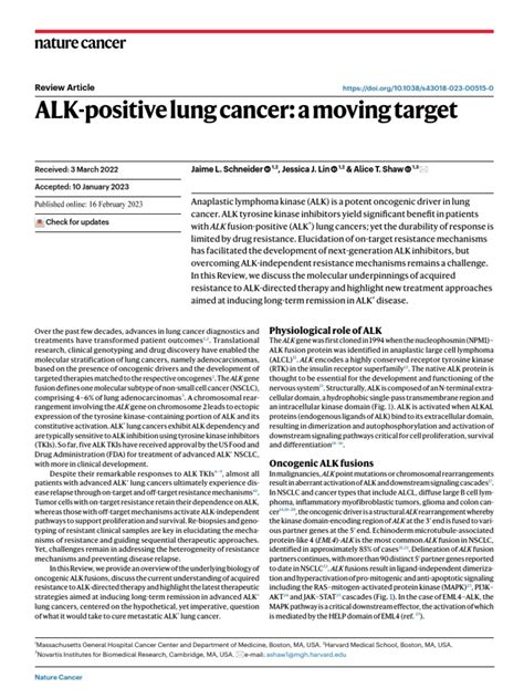 ALK-positive Lung Cancer: A Moving Target | PDF | Epidermal Growth ...