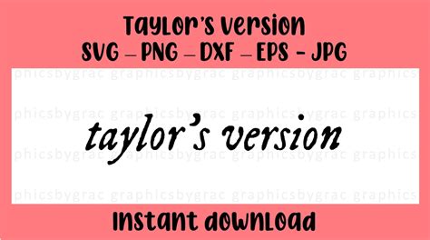 Taylor S Version Svg Png Dxf Eps  Taylor Swift Cut Etsy Australia