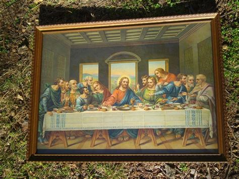 Rare Antique German Tesar Last Supper Lords Supper Lithograph Print