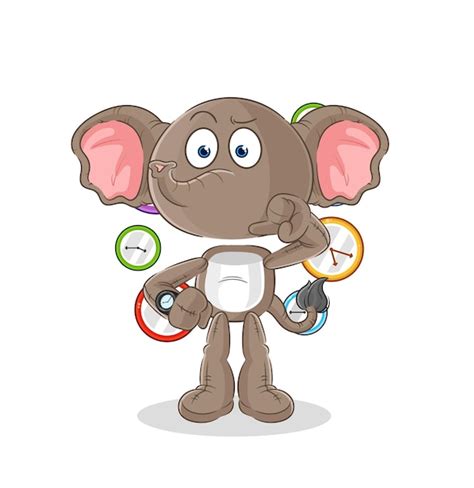 Elefante Con Vector De Mascota De Dibujos Animados De Dibujos Animados