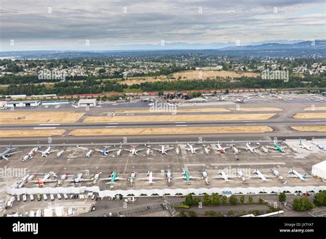 Aerial View Of King County International Airport And Boeing Field Factory Seattle Washington