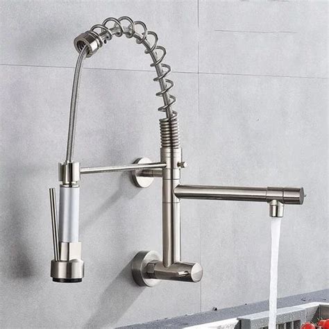 Inart Single Lever Wall Mounted Kitchen Sink Tap 360 Pull Down Sprayer