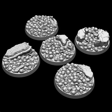 3d Datei Skull Bases 40mm X5 Designs Für Aos Kriegshammer Wh40k