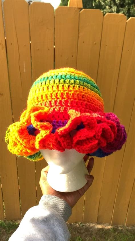 Rainbow Crochet Ruffle Hat Video Crochet Projects Crochet Hats