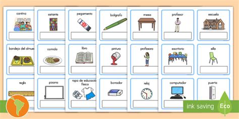 Tarjetas De Vocabulario Cosas De La Escuela Teacher Made