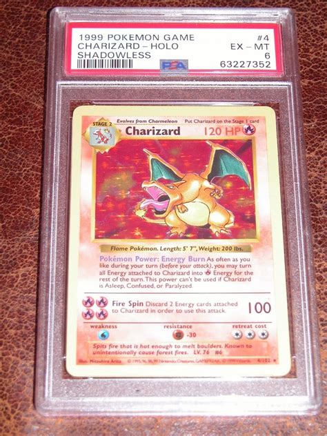 1999 Pokemon Game 4 Charizard Holo Shadowless Psa 6 Ex Mt Ebay