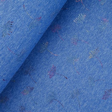 Alpenfleece Pusteblumen Foliendruck Blau Meliert Stoffpalast