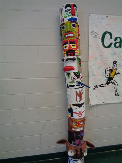 Upcycled Totem Pole Sculptures J Frank Hillyard Middle School Art Room