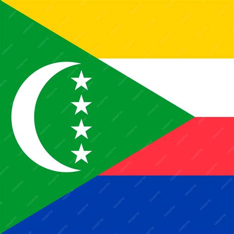 Ilustração Em Vetor De Cores Oficiais Da Bandeira De Comores Vetor Premium