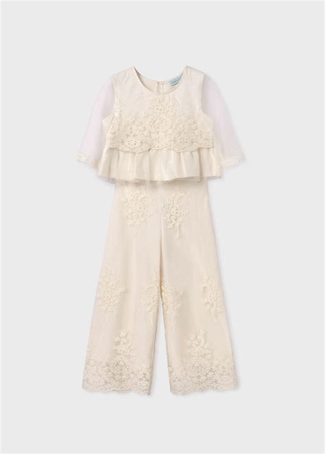 Girl Set Of Jacquard Tulle Pants And Top Off White Abel Lula