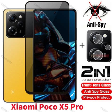 Vidro Temperado Privado Para Xiaomi PocoX5 Pro Anti Espionagem Protetor