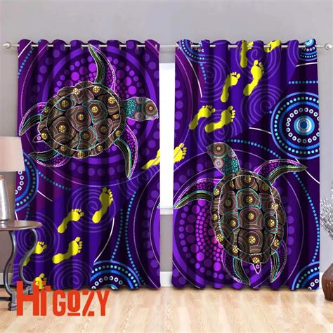 Order Aboriginal Purple Turtles Indigenous Painting Art Window Curtain