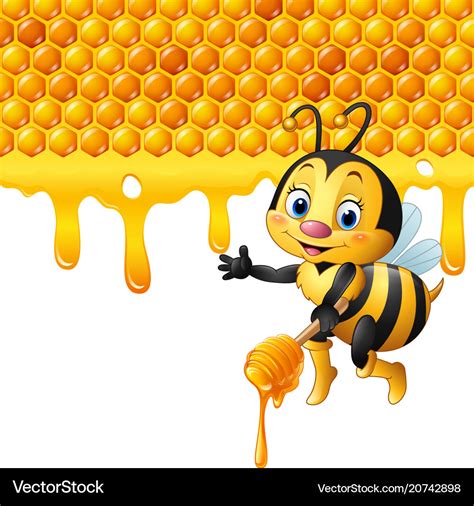 Cartoon Bees Holding Handle With Honey Royalty Free Vector