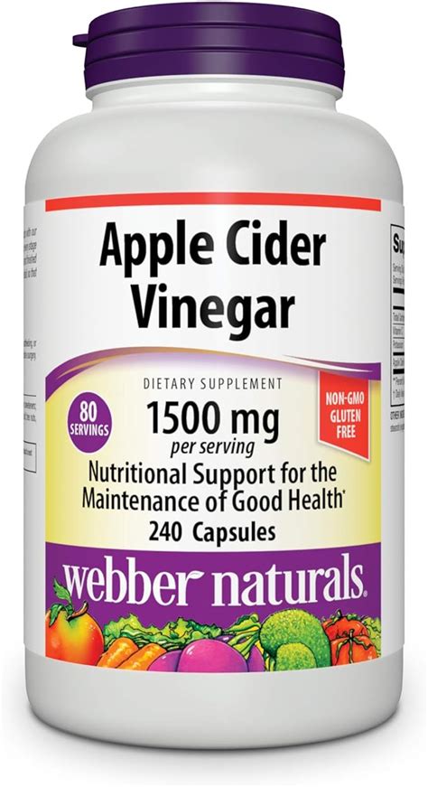 Webber Naturals Apple Cider Vinegar 1500mg High Potency 240 Capsules