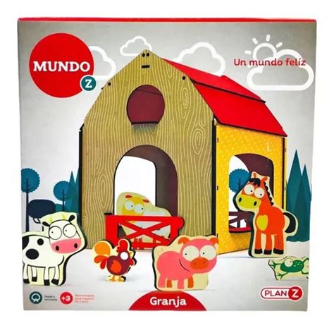 Granja Madera Con 5 Figuras Animales Didactico Infantil Ed Color