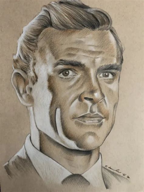 Sean Connery Original Pencil Drawing Fan Art A James Bond