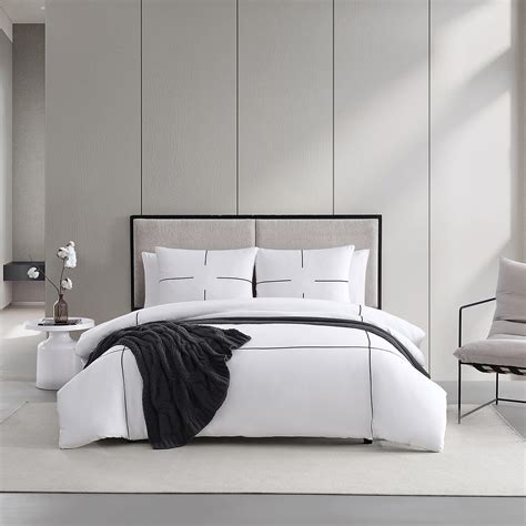 Vera Wang King Comforter Set Luxury Cotton Sateen Bedding With Matching Shams Medium Weight