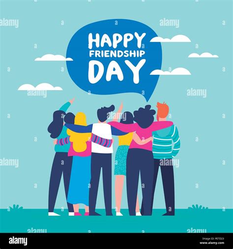 Happy Friendship Day Illustration With Diverse Friend Group Of People