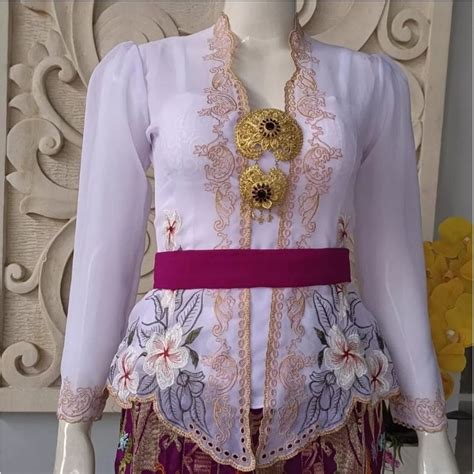 Jual Kebaya Jadi Bordir Tangan Panjang Motif Kamboja Kebaya Adat