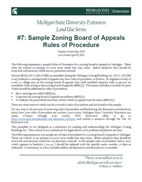 Sample 7 Zoning Board Of Appeals Rules Of Procedure Planning