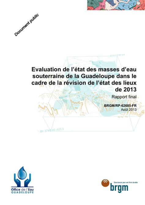 Valuation De L Tat Des Masses Deau Souterraine De La Guadeloupe Dans