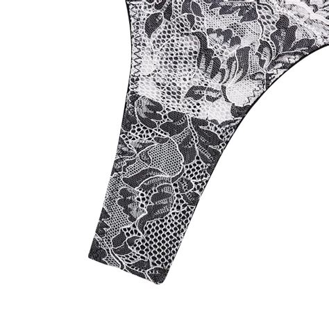 Snapklik Petite Sexy Floral Lace Scallop Underwire Push Up Sheer Lingerie Set Women See