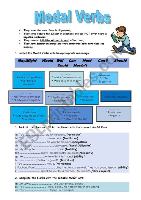 Modal Verbs Esl Worksheets