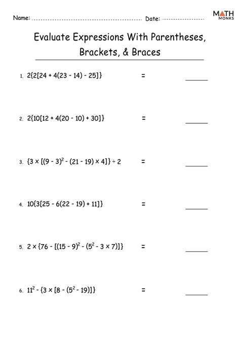 Order Of Operations Worksheets Math Monks