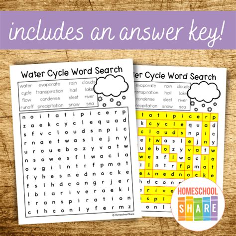 Free Water Cycle Word Search Homeschool Share