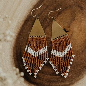 Liv Rust Nature Inspired Seed Beaded Earrings Native Etsy