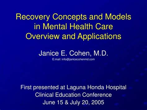 Ppt Recovery Concepts And Models In Mental Health Care Overview And