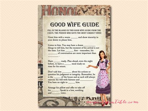 How To Be A Good Wife Guide Game S Housewife Bridal Etsy