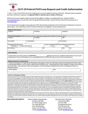 Fillable Online Federal PLUS Loan Request And Credit Authorization Fax