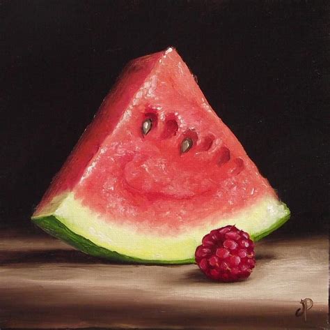 Watermelon And Raspberry J Palmer Daily Painting Original Oil Still