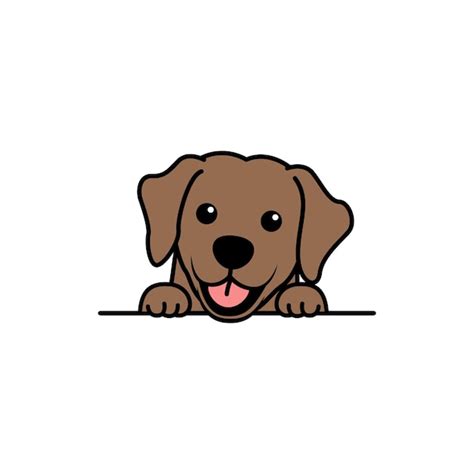 Süße Labrador Retriever Welpe Schokolade Farbe Cartoon Vektor Illustration Premium Vektor