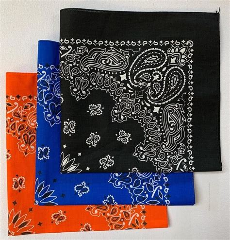 Royal Blue Orange Black Usa Made Paisley Bandanas Pk